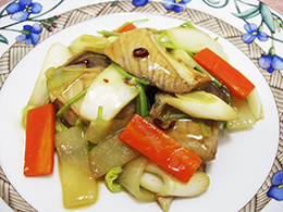 ブリと冬野菜の香り炒め　中国風
